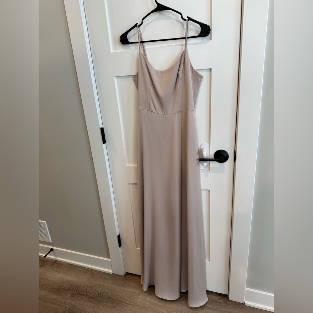 David's Bridal Taupe Maxi Dress